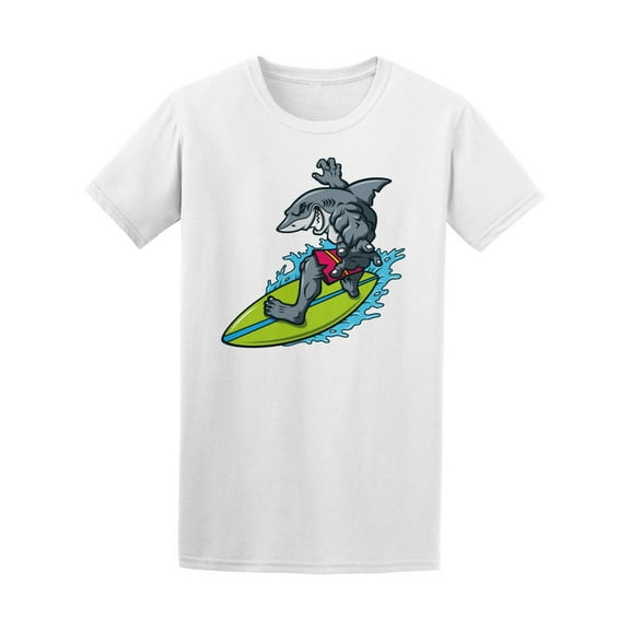 Cartoon Surfing Shark T-Shirt Men -Image by Shutterstock, Male Large