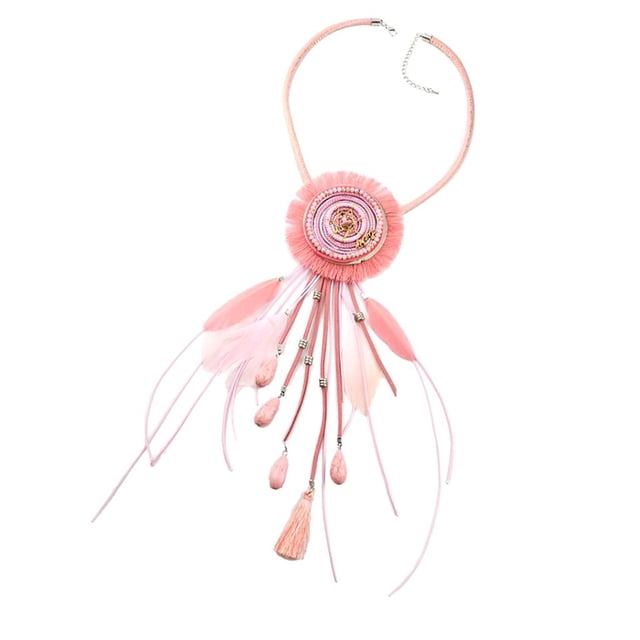 Declaración atrapasueños India tribu étnica borlas colgante collar para mujer joyería de fiesta Rosado Zulema Collar Bohemian Dreamcatcher