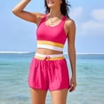 thumbnail image 6 of FchengtaiS Women Two Piece Athletic Swimsuits High Waisted Bikini Set Sporty Crop Top with Boy Shorts Color Block Bathing Suits, 6 of 6