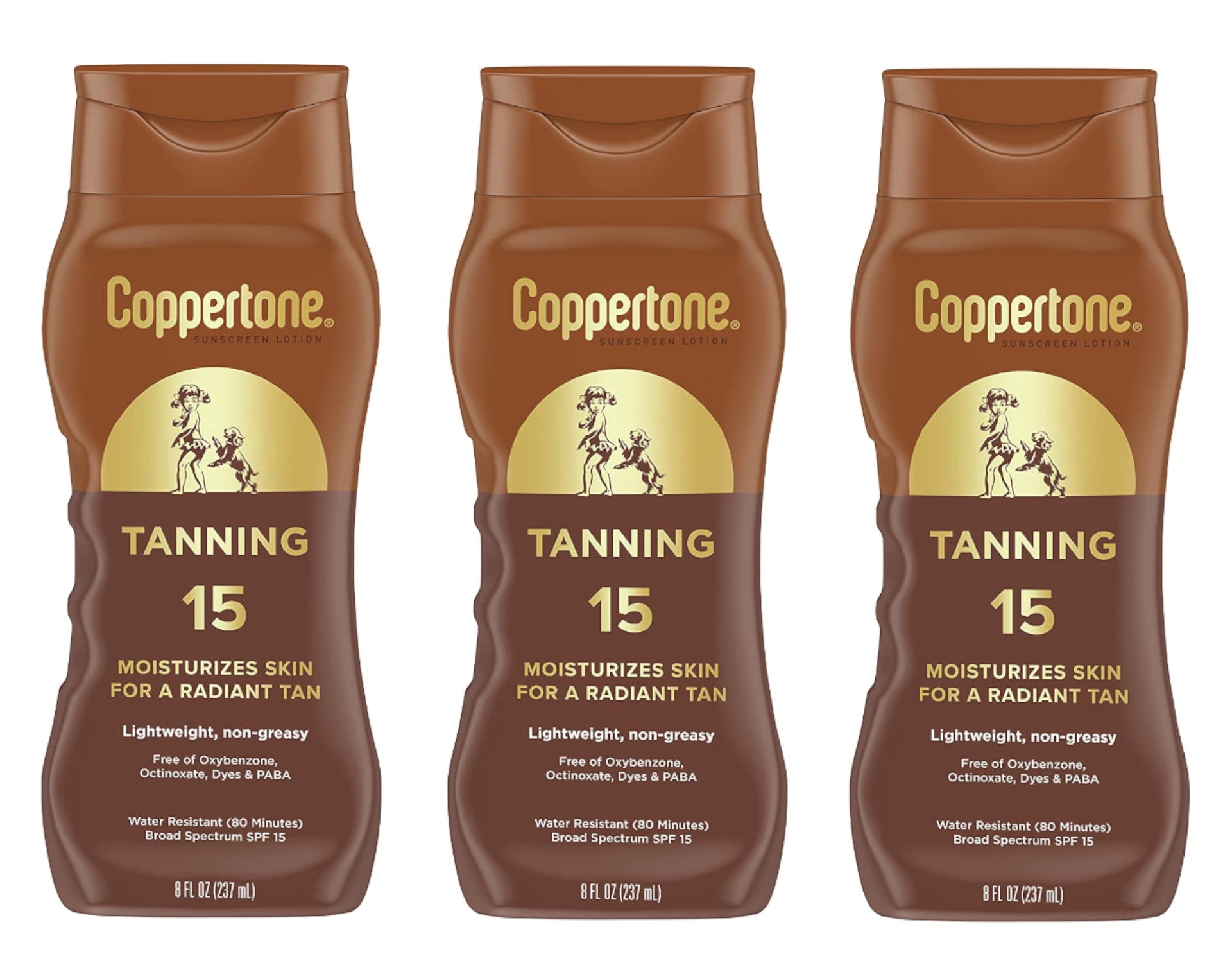 Coppertone Tanning Lotion SPF 15 8 oz (Pack of 3)