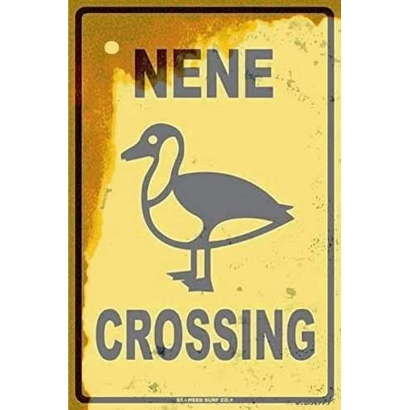Vintage Nene Crossing Metal Tin Sign 8x12 Inch Retro Hawaiian Goose Bird Wall Decor Aluminum Plaque for Pub Bar Cafe Home Office Garage Man Cave Hawaiian Themed Art Sign