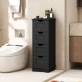 thumbnail image 4 of Gymax 4-Drawer Bathroom Cabinet w/Cut-out Handles Anti-toppling Device Narrow Entryway Black, 4 of 10