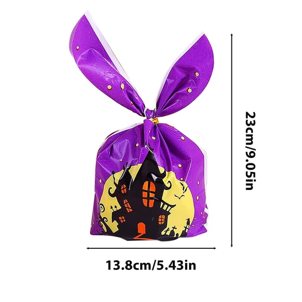 Pisexur Batería de cocina 50 bolsas de embalaje para orejas de Halloween, bolsas de dulces de calabaza, bolsas para refrigerios, bolsas para hornear galletas, bolsas para la cocina del hogar