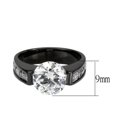 thumbnail image 2 of RareGem TK3781 - IP Black (Ion Plating) Stainless Steel Ring with AAA Grade CZ in Clear, 2 of 5