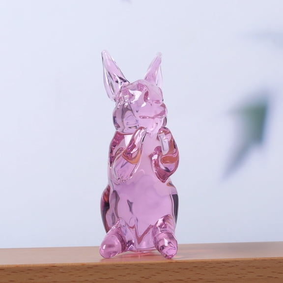 All-Pink Standing Rabbit Figurine Collectible, Crystal Ornament Decorative Gift,Centerpieces for Home Decors