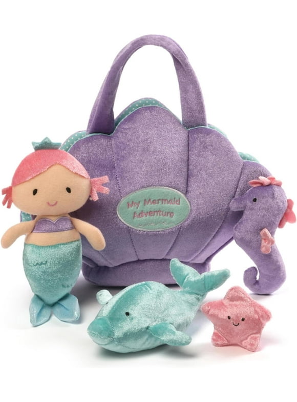 GUND Safco Products Baby Play Soft Collection, Mermaid Adventure 5-Piece Plush Playset with Rattle, Squeaker and Crinkle Plush Toys, Sensory Toy for Babies and Newborns, 8