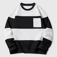 thumbnail image 2 of Men's Round Neck Pullover Sweatshirt Strip Oversized Long Sleeve Tops with Pockets Fall Casual Loose Shirt for Men (White 3XL), 2 of 6