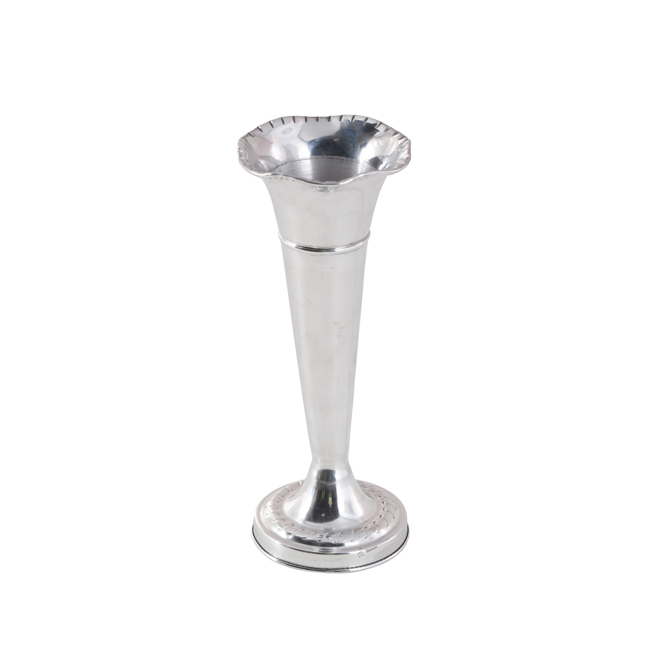 DecMode 15" Flute Shaped Silver Aluminum Metal Vase