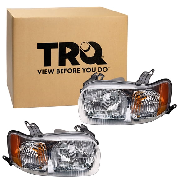 TRQ Headlight Assembly Set FO2518103 FO2519103 Fits 2001-2004 Ford Escape