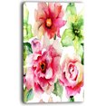 thumbnail image 2 of Roses and Gerber Flowers Watercolor - Floral Canvas Art Print, 2 of 3