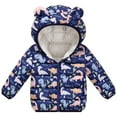 thumbnail image 2 of Quealent Kids Boy Girl Winter Hooded Puffer Jackets Coats Light Weight Padded Outerwear Navy for Size 18-24 Months, 2 of 7