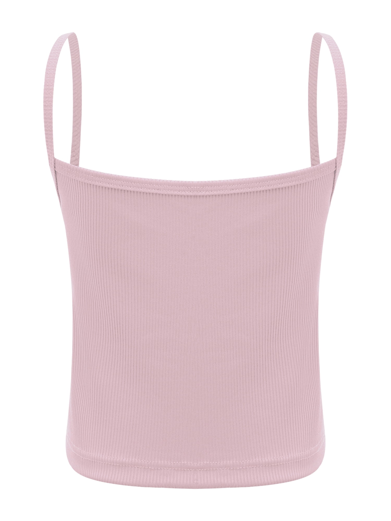 Aislor Kids Girls Ribbed Sports Dance Crop Tops Spaghetti Straps