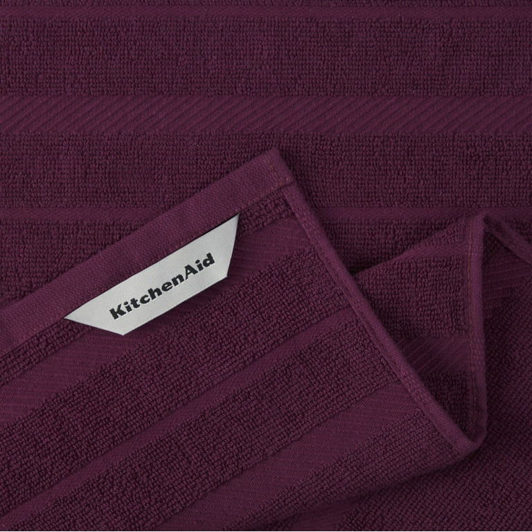 KitchenAid Hand Dish Towel Kitchen Cloth Purple White Stripe Square Block