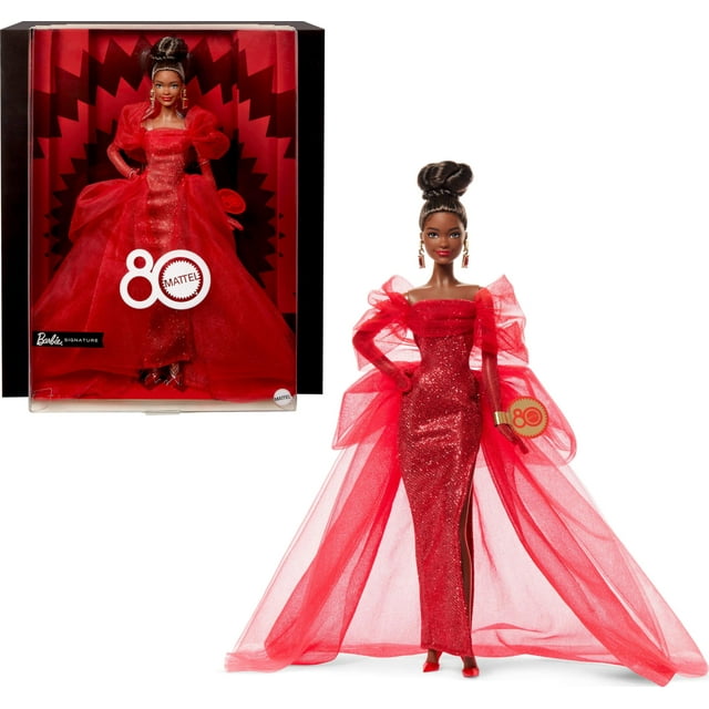 Muñeca Barbie Signature Mattel de tul rojo para el 80 aniversario
