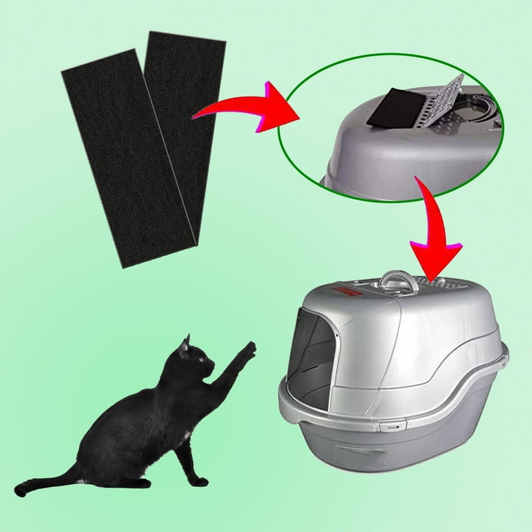 Qzbhct 14 Pack Activated Carbon Filters for Nature s Miracle Oval Hooded Flip Top Cat Litter Box 8 Inch x 3 Inch Trimmable Pads