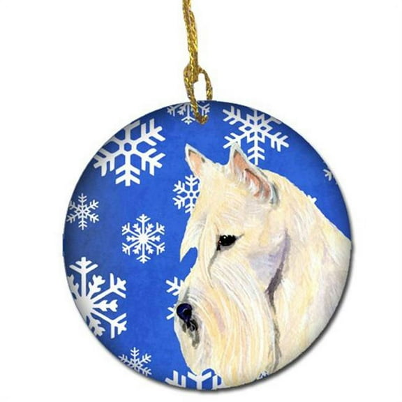 Scottish Terrier Winter Snowflakes Holiday Christmas Ceramic Ornament