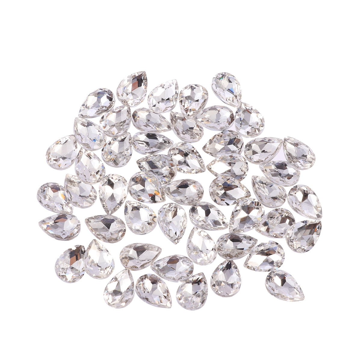 50Pcs Bottom Drop Drill Glass Crystal Drill DIY Teardrop Crystal Resin Rhinestone Pointback Glass Faceted Jewelry Making Craft