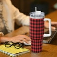thumbnail image 6 of KLL Buffalo Plaid Red Black Print 40oz Stainless Steel Insulated Car Cup Coffee Mug with Spillproof Lid - Keep Your Drink Hot or Cold on the Go, 6 of 8