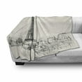 thumbnail image 3 of City Love Soft Flannel Fleece Throw Blanket, Sketch Style Image of Paris City over Roofs with Eiffel Tower Landmark, Cozy Plush for Indoor and Outdoor Use, 50" x 70", Eggshell and Black, by Ambesonne, 3 of 6