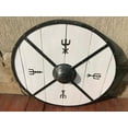 thumbnail image 2 of Handcrafted Round 24'' Large Wooden Medieval Shield Norman Viking Halloween Warrior Costume & Home Office Wall Decor, 2 of 4