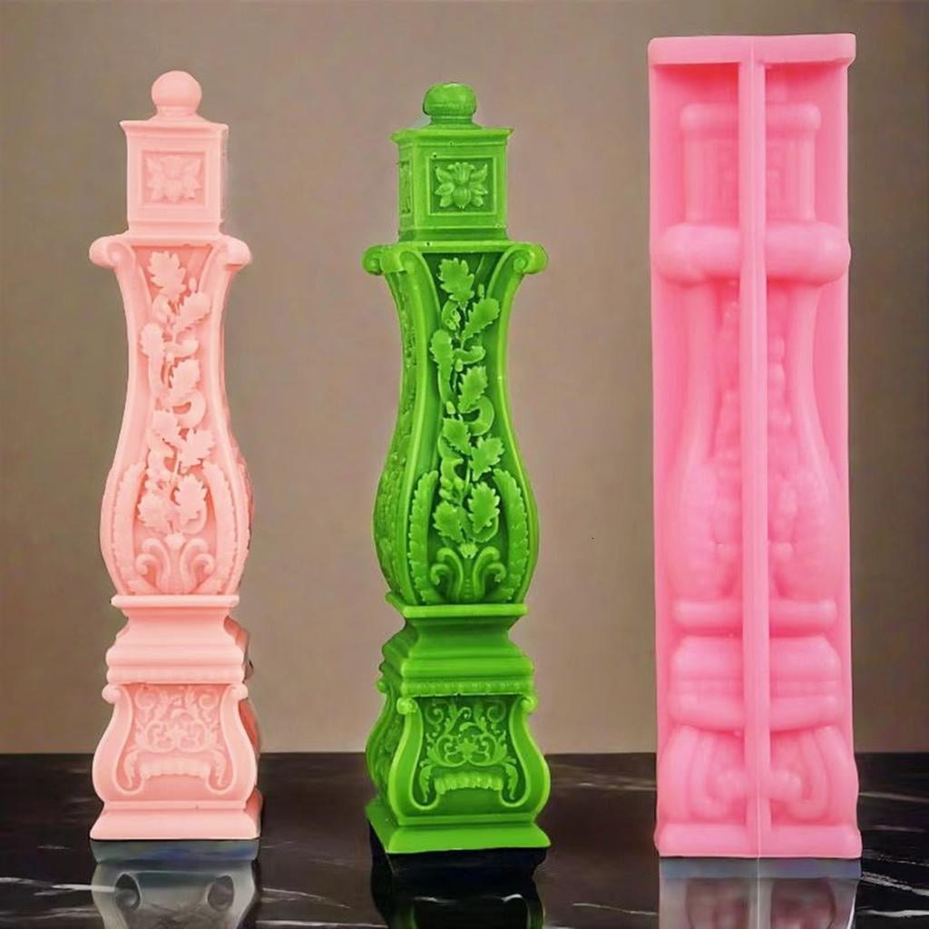 Silicone Mould Roman Column Candle Mold Relief Flower Soap Plaster Making Chocolate Mold for DIYs Enthusiasts Handmade