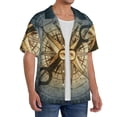 thumbnail image 2 of Balery Vintage Compass Camisa Casual de Manga Corta con Botones para Hombre, Texturizada, Estilo Cubano, para Playa, Verano-4X-Large, 2 of 5