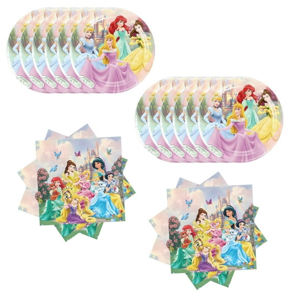 40pcs Princess Party Supplies Include 20 Plates, 20 Napkins for the Princess Birthday Party Decoration