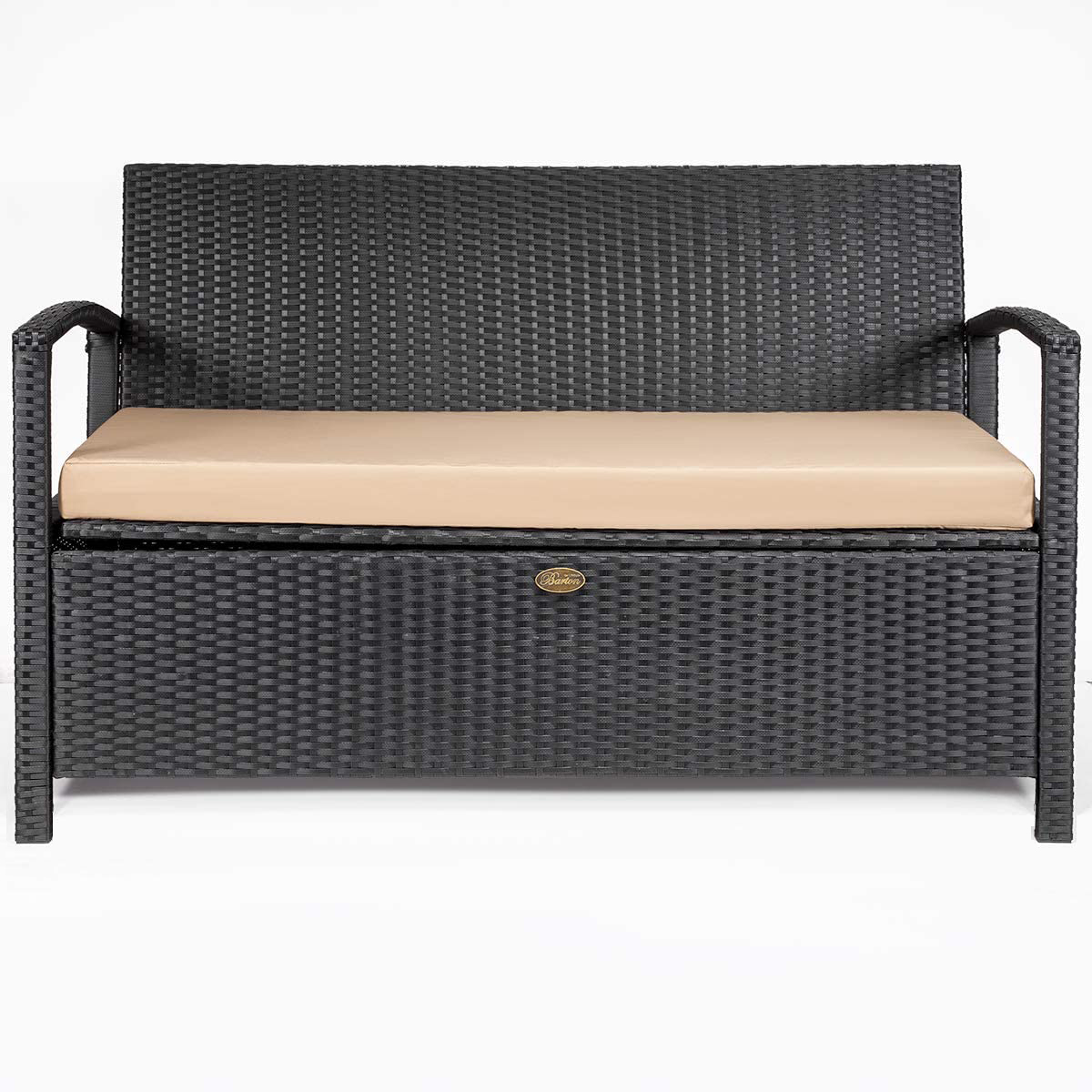 Barton Outdoor All-Weather Storage Bench Thick Seat Cushion w/ Backrest Patio Deck Box Wicker - image 2 of 7