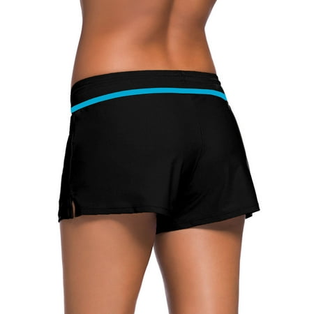 Women Adjustable Drawstring Swim Shorts with Brief Lining Design Ladies ...