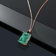 thumbnail image 4 of Gem Stone King 18K Rose Gold Plated Silver Green Malachite and Black Onyx Pendant Necklace for Women (18.22 Cttw, Emerald Cut 18X13MM, With 18 inch Silver Chain), 4 of 4