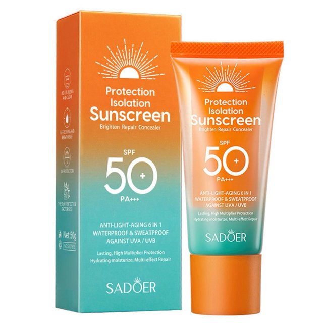 SADOER 6-in-1 Sunscreen SPF50 PA+++, Waterproof, Anti-Aging, Brightening & Hydrating Concealer Sunscreen