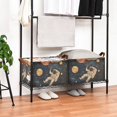 thumbnail image 3 of Yayeee Foldable Storage Basket for Shelves with Handles Waterproof Cloth Bins, Retro Watercolor Planet, 3 of 7