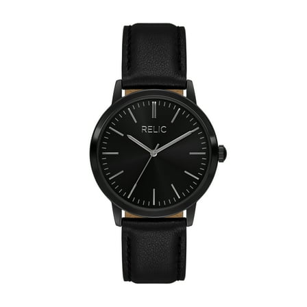 Relic by Fossil Men's Jeffery Three-Hand, Black Leather Watch