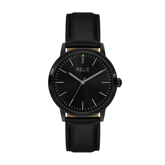 Relic by Fossil Men's Jeffery Three-Hand, Black Leather Watch