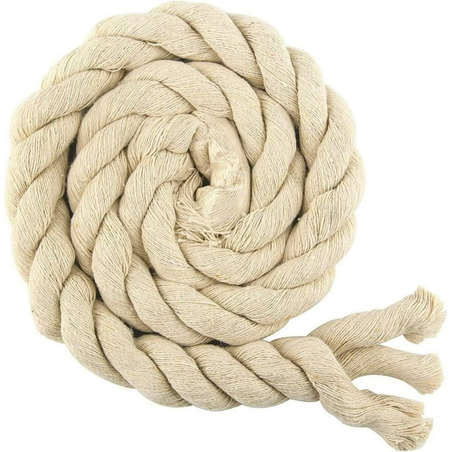 Yazoeia 3.28 Yards Natural Twisted Cotton Rope, Macrame Cord Natural Cotton Rope, 3 Strand Solid Colors Braided Cotton String for Craft Knitting Thread Wall Hanging and DIY Crafts, 20mm