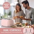 thumbnail image 4 of Mueller Retro Toaster 4 Slice with Extra Wide Slots Bagel, Defrost, Reheat, Cancel Function, 6 Browning Levels, Dual Independent Control Panel, Removable Crumb Tray and High Lift Lever, Pink, 4 of 5