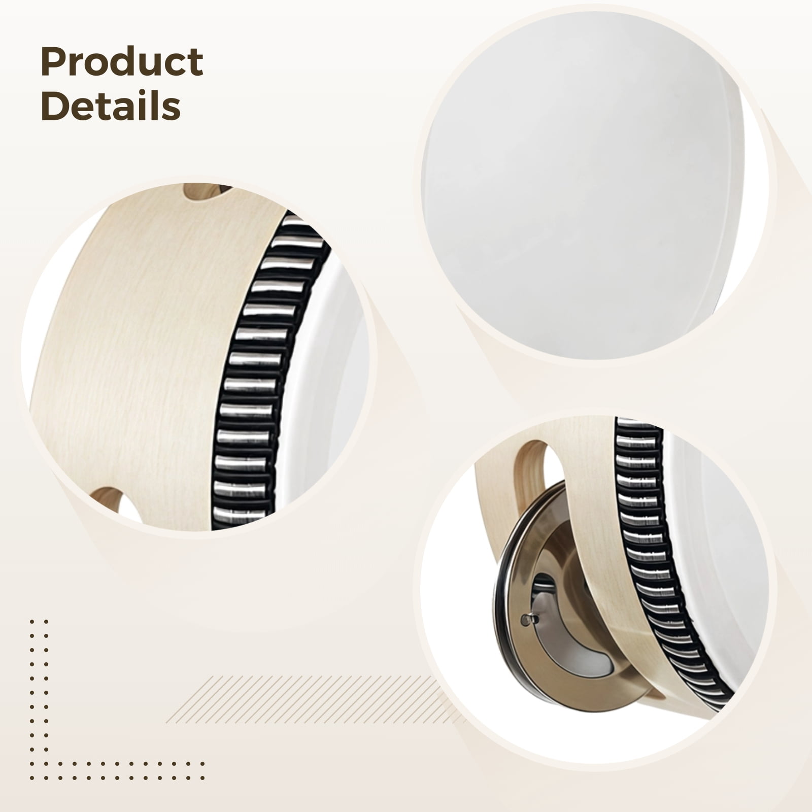 12 Pcs 4-inch Wooden Tambourine, Single Row Handheld Percussion Instrument with Polyester and Sheepskin Drumhead, Perfect for Dance Classes, Weddings, and Parties
