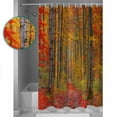 thumbnail image 4 of Fall Red Shower Curtain, 48" x 72", Orange Tree Leaf Forest Waterproof Bathroom Curtain Washable Shower Curtain Set with 12 Hooks, 4 of 6
