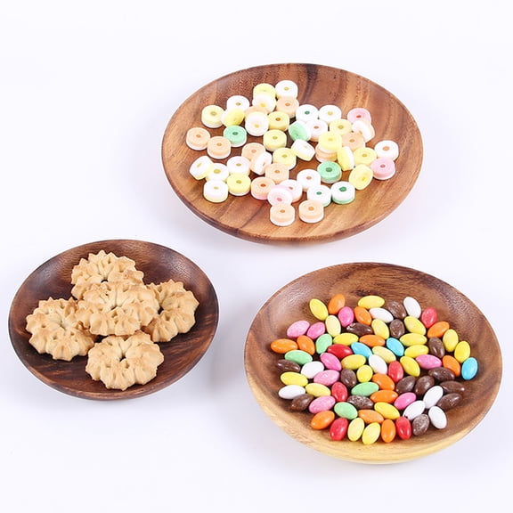 ORDDIART Set of 50 Small Round Wooden Dessert Plates 12x4.7in for Weddings, Christmas, Parties & Special Events