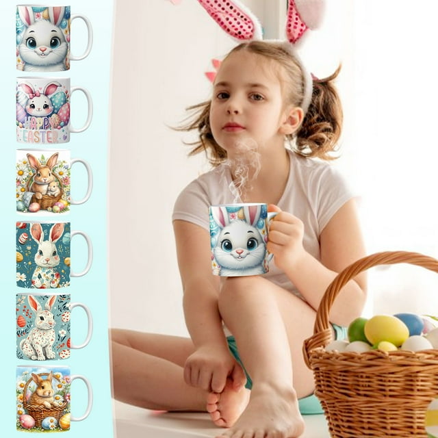 Taza de Cerámica de Pascua, Capacidad de 350 Ml, Diseño Ligero, Elegante y Duradero, Ideal para El Hogar, La Oficina, La Playa o El Camping, Fácil de Transportar, Tamaño 8 X 8 Cm, Juego de 1