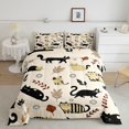thumbnail image 2 of Manfei Retro Cat Queen Comforter Set, Autumn Foliage Comforter Sets Queen, Cream Brown, Black Reversible, 3 Pieces, 1 Comforter and 2 Pillowcases, 2 of 7