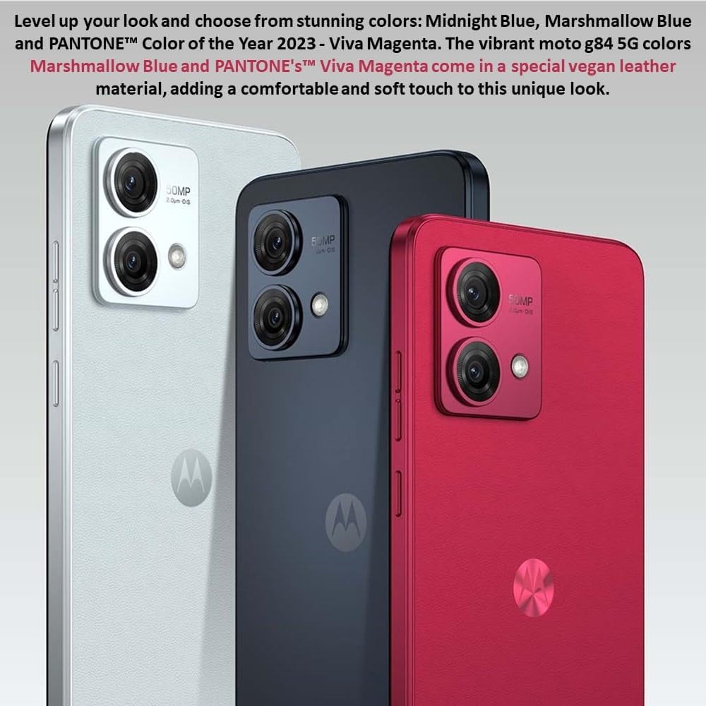 Open Box Motorola Moto G84 5G 6.5”256GB + 12GB RAM Dual SIM with P-OLED Display (GSM Unlocked International Version) Smartphone