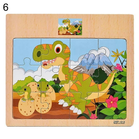 Games; Activities; Parties;Toy;Wooden Colorful Dinosaur Zebra Animal Jigsaw Puzzles Board Intelligent Kids Toy KAESI