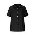 thumbnail image 5 of Olyvenn Short Sleeve Cardigans for Women Cotton Linen Summer Lightweight Cardigan Dressy Casual Button Down Collared Shirts Black XL, 5 of 7