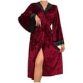 thumbnail image 3 of Bovxnpu Robes for Women, Silk Robes for Women Satin Bride Bridesmaid Wedding Party Robes Long Sleeve Lace Homewear Long Robe Sleepwear Nightgown For Women, 3 of 7