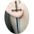 thumbnail image 2 of Vintage Gothic Sword Earrings Rhinestone Crystal Dagger Earrings Punk Stud for Women Men Dangle Earrings Halloween Costumes Jewelry, 2 of 4