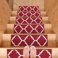 thumbnail image 5 of Ottomanson Non-Slip Rubberback Trellis 8.5" x 26" Indoor Stair Treads, 7 Pack, Red/White, 5 of 9