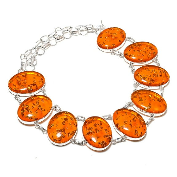 Natural Baltic Amber Gemstone 925 Sterling Silver Jewelry Necklace 18"