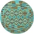 thumbnail image 1 of Ahgly Company Indoor Round Southwestern Light Blue Country Area Rugs, 6' Round, 1 of 4
