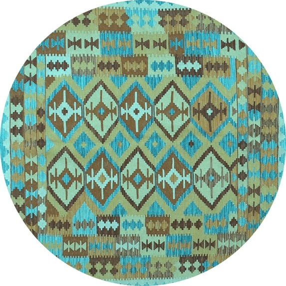 Ahgly Company Indoor Round Southwestern Light Blue Country Area Rugs, 6' Round